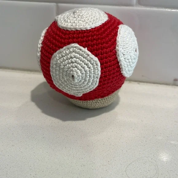 Handcrafted Mario Super Mushroom Figure Holiday Decor Amigurui Crochet Toy - Picture 6 of 8